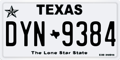 TX license plate DYN9384