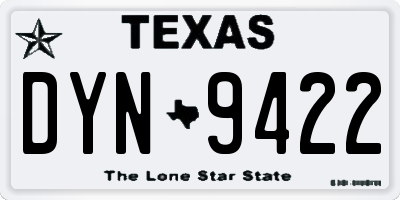 TX license plate DYN9422