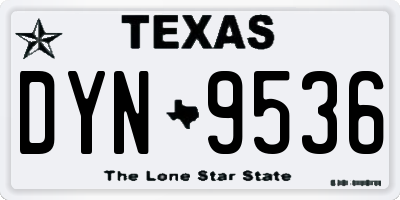 TX license plate DYN9536