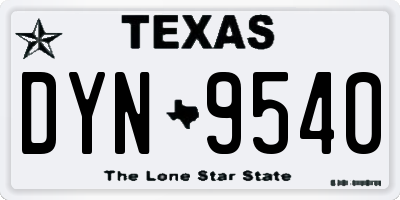 TX license plate DYN9540