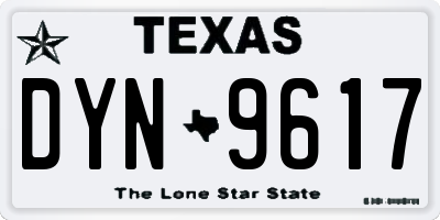TX license plate DYN9617