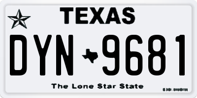 TX license plate DYN9681