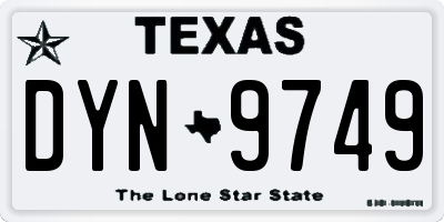 TX license plate DYN9749