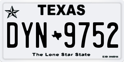 TX license plate DYN9752