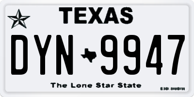 TX license plate DYN9947