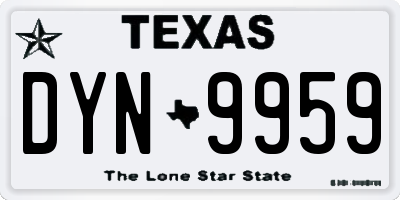 TX license plate DYN9959