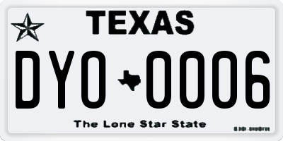 TX license plate DYO0006