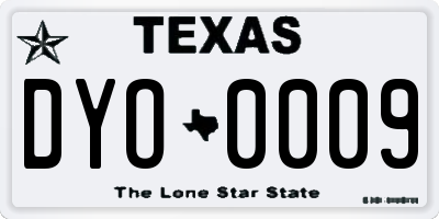 TX license plate DYO0009
