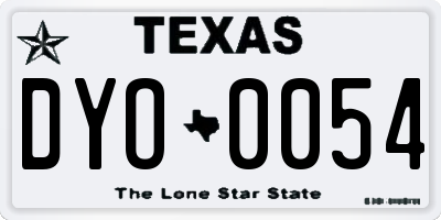 TX license plate DYO0054