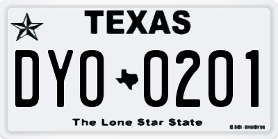 TX license plate DYO0201