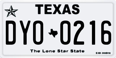 TX license plate DYO0216