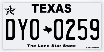 TX license plate DYO0259