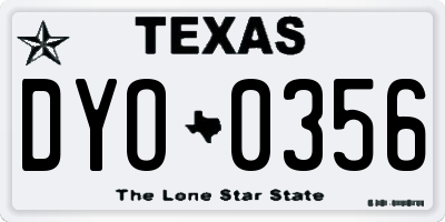 TX license plate DYO0356
