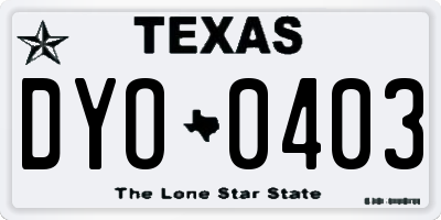 TX license plate DYO0403