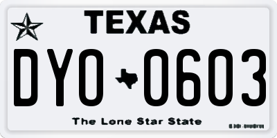 TX license plate DYO0603