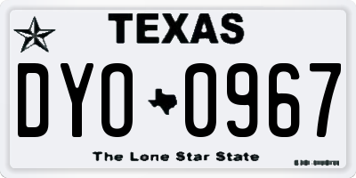 TX license plate DYO0967