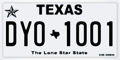 TX license plate DYO1001