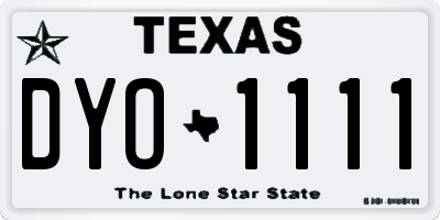 TX license plate DYO1111