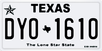 TX license plate DYO1610