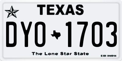 TX license plate DYO1703