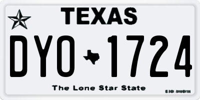 TX license plate DYO1724
