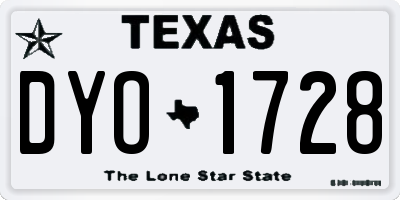 TX license plate DYO1728