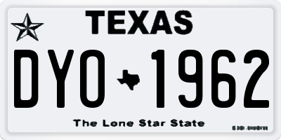 TX license plate DYO1962