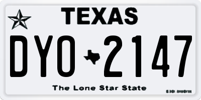 TX license plate DYO2147