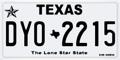 TX license plate DYO2215