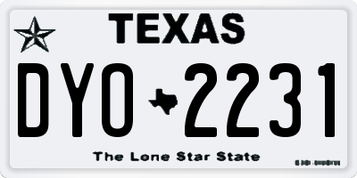 TX license plate DYO2231
