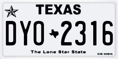 TX license plate DYO2316