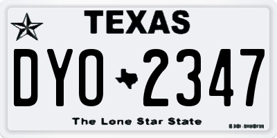 TX license plate DYO2347