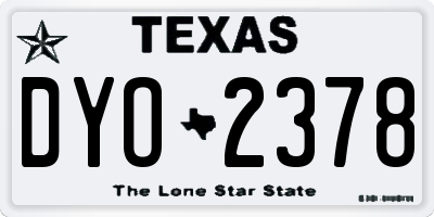 TX license plate DYO2378