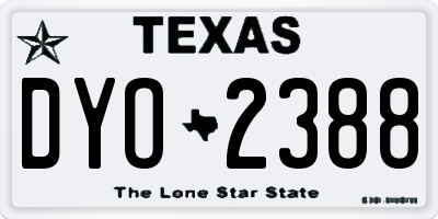 TX license plate DYO2388