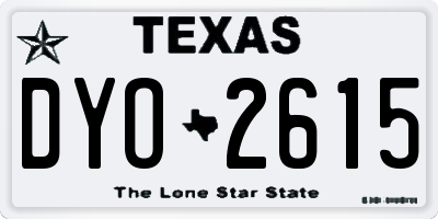 TX license plate DYO2615