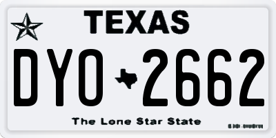 TX license plate DYO2662