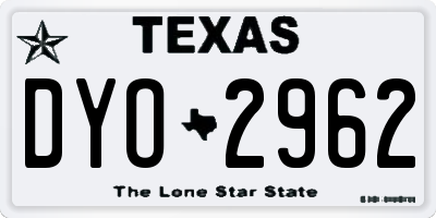 TX license plate DYO2962