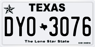 TX license plate DYO3076