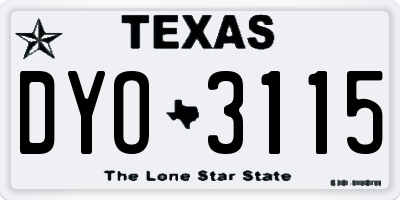 TX license plate DYO3115