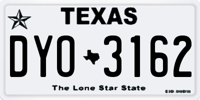 TX license plate DYO3162