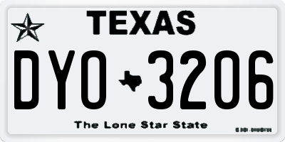 TX license plate DYO3206