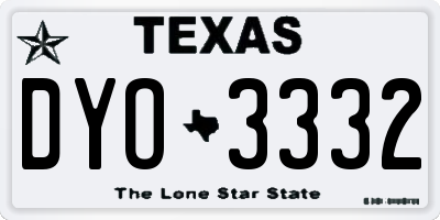 TX license plate DYO3332