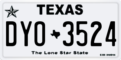 TX license plate DYO3524