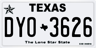 TX license plate DYO3626