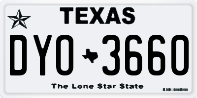 TX license plate DYO3660