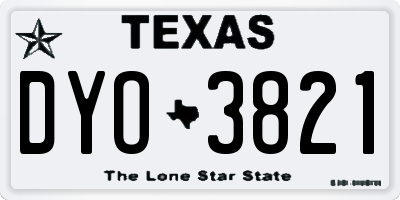 TX license plate DYO3821