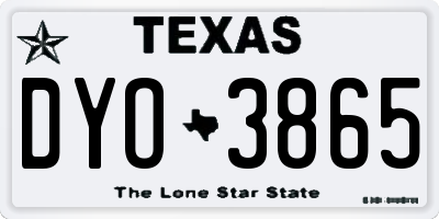 TX license plate DYO3865