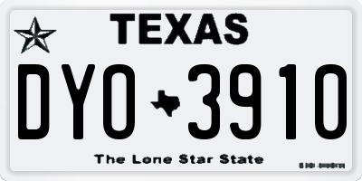 TX license plate DYO3910