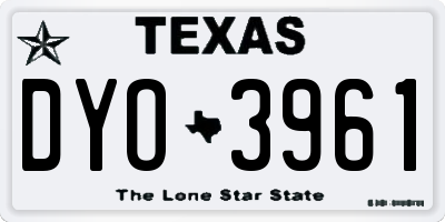 TX license plate DYO3961
