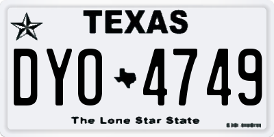 TX license plate DYO4749